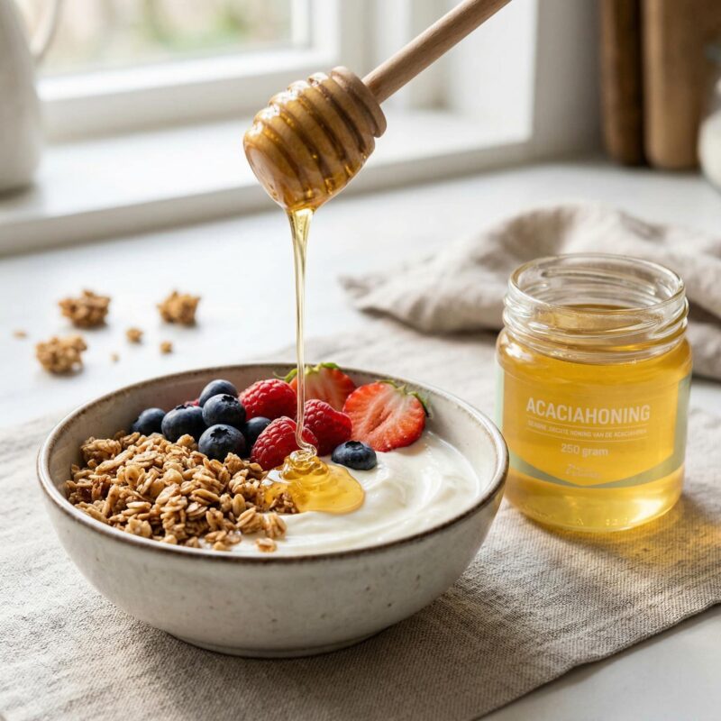 Yoghurt met fruit en Acaciahoning