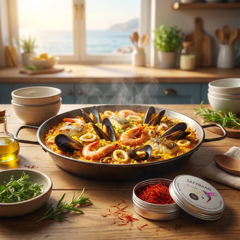 Paella met 5 gram saffraanblik
