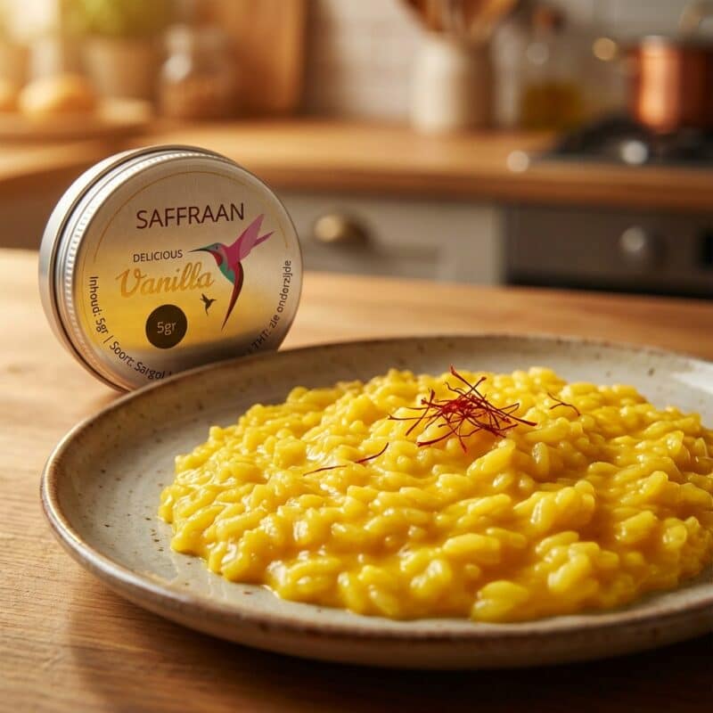 Saffraanrijs met 5 gram saffraan blikje