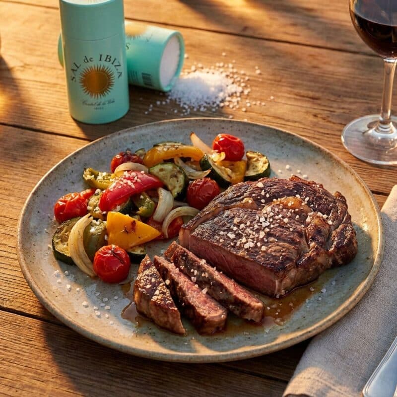 Steak met Sal de Ibiza - Granito 100 Procent Zuiver Zeezout Naturel