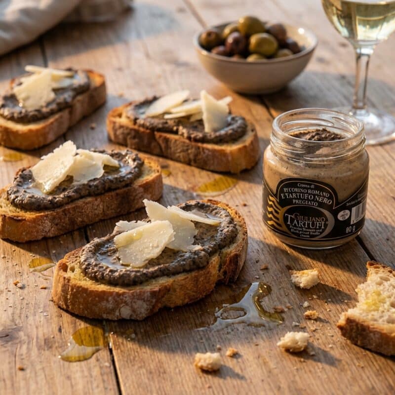 Toast met Zwarte Truffelcreme met Pecorino Romano