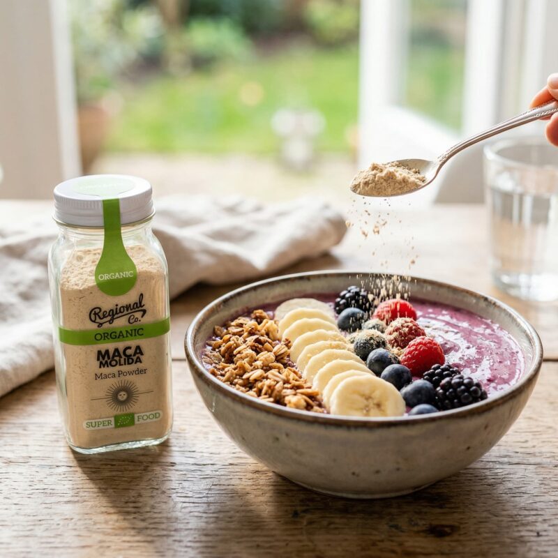 Yoghurt met fruit en Biologische Maca Poeder