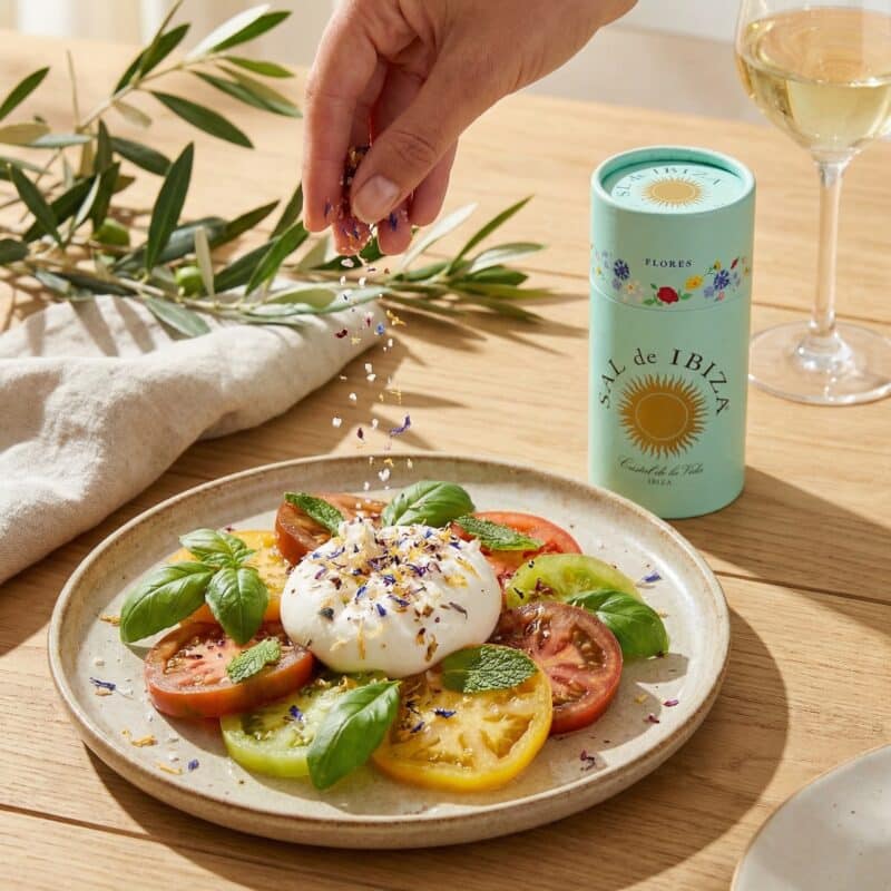 Salade met Zuiver Zeezout met Bloemblaadjes