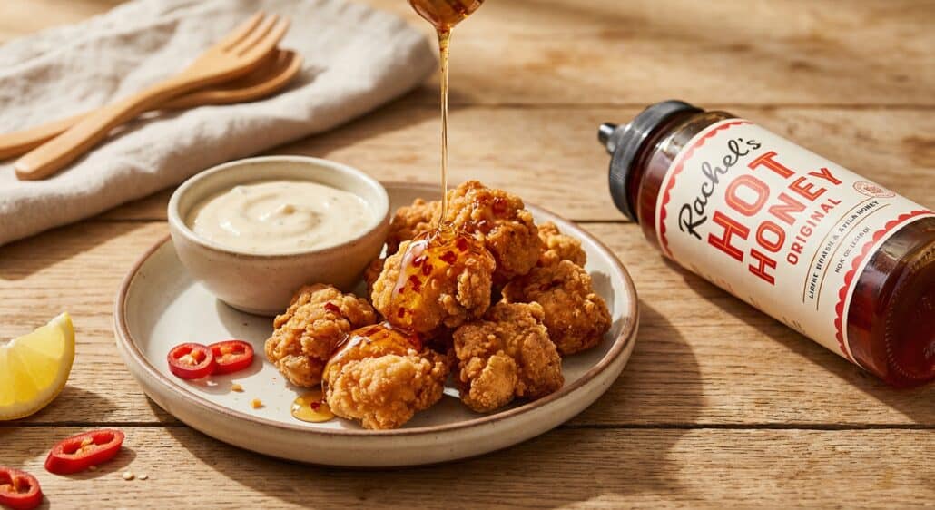 Crispy kip bites met Hot Honey drizzle