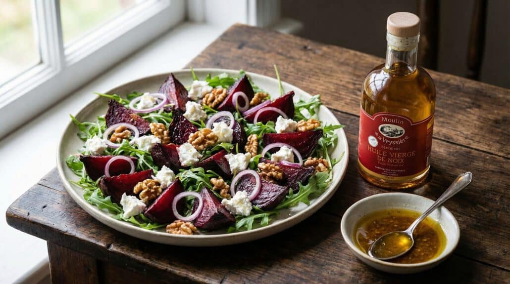 Lauwwarme bietensalade met geitenkaas rucola