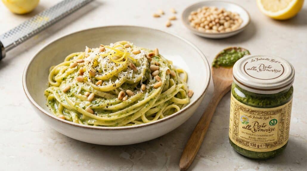 Romige pesto Genovese pasta