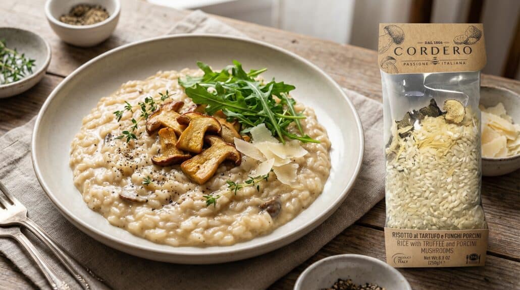 Romige truffelrisotto met paddenstoelen