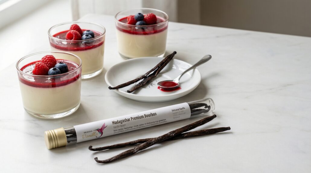 Vanillepanna cotta met pure vanille rood fruit