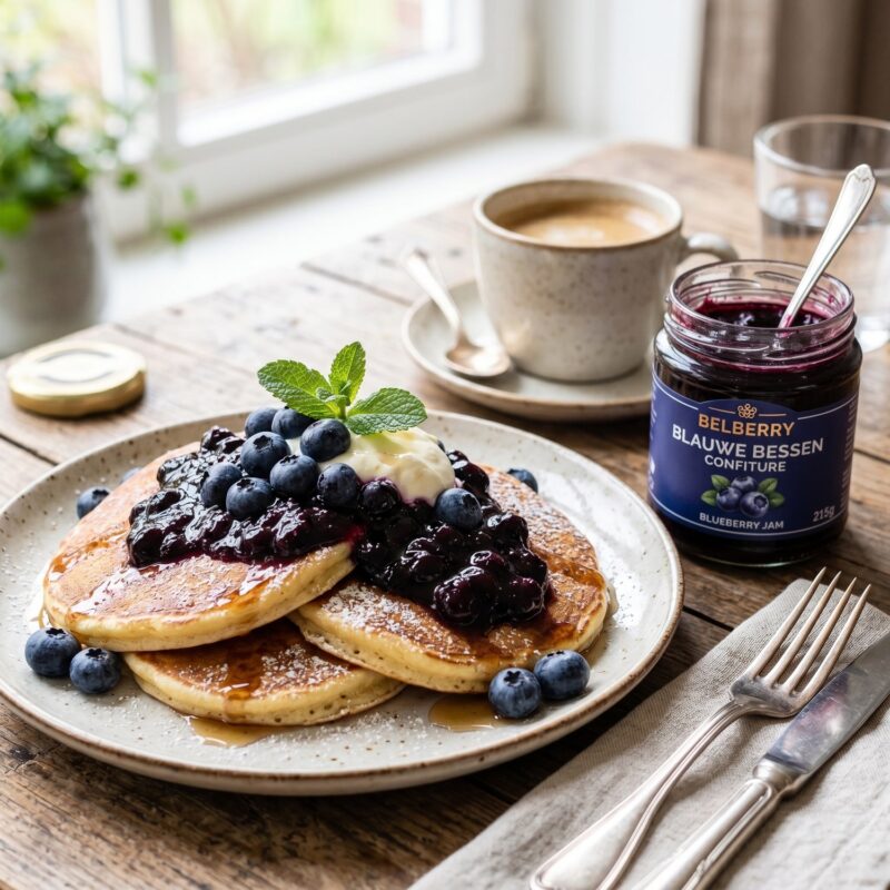 Pannenkoekjes met Blauwe Bessen Extra Jam