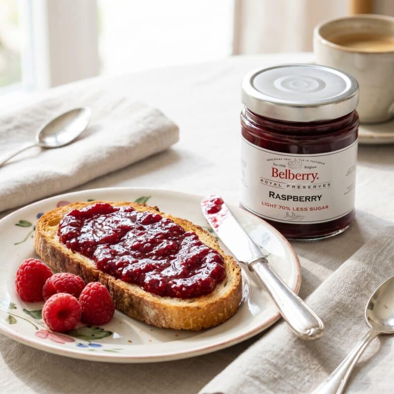 Toast met Suikervrije Frambozen Confiture